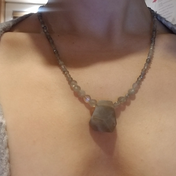 Labradorite & Grey Stone Necklace - Picture 1 of 6